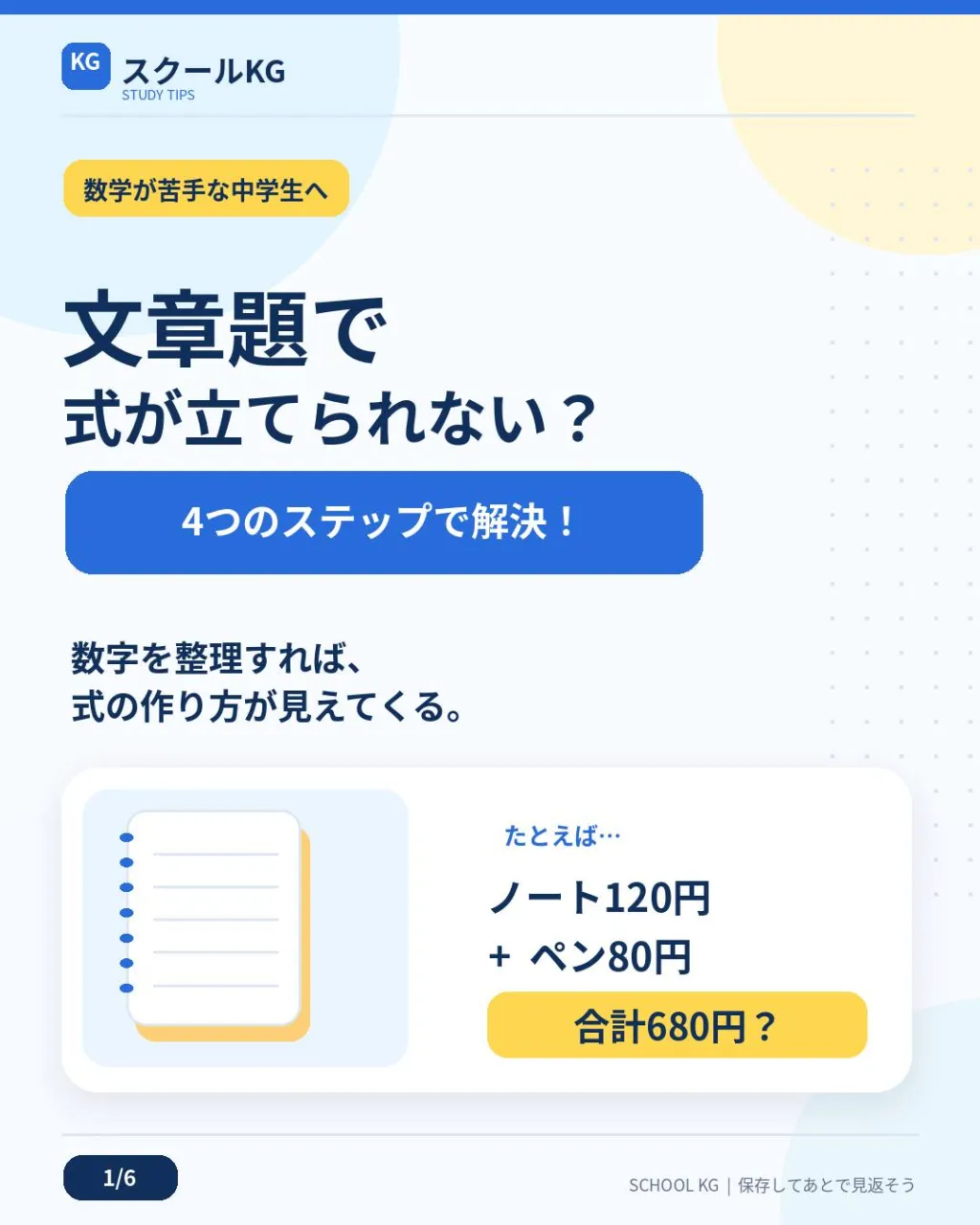 文章題を読むと、式をどう立てればいいかわからない…😵💫