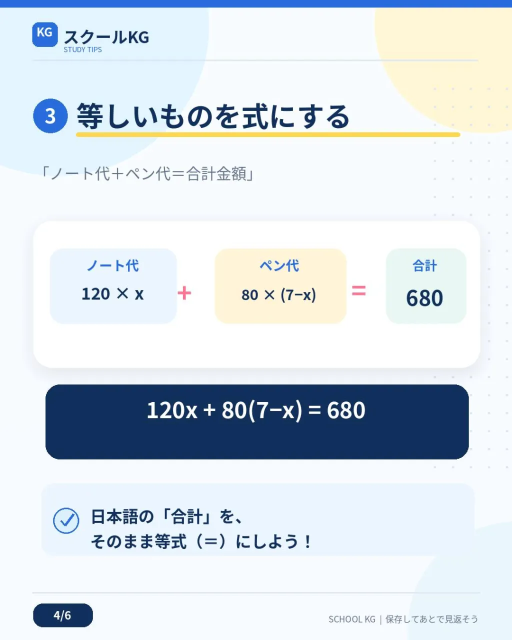 文章題を読むと、式をどう立てればいいかわからない…😵💫